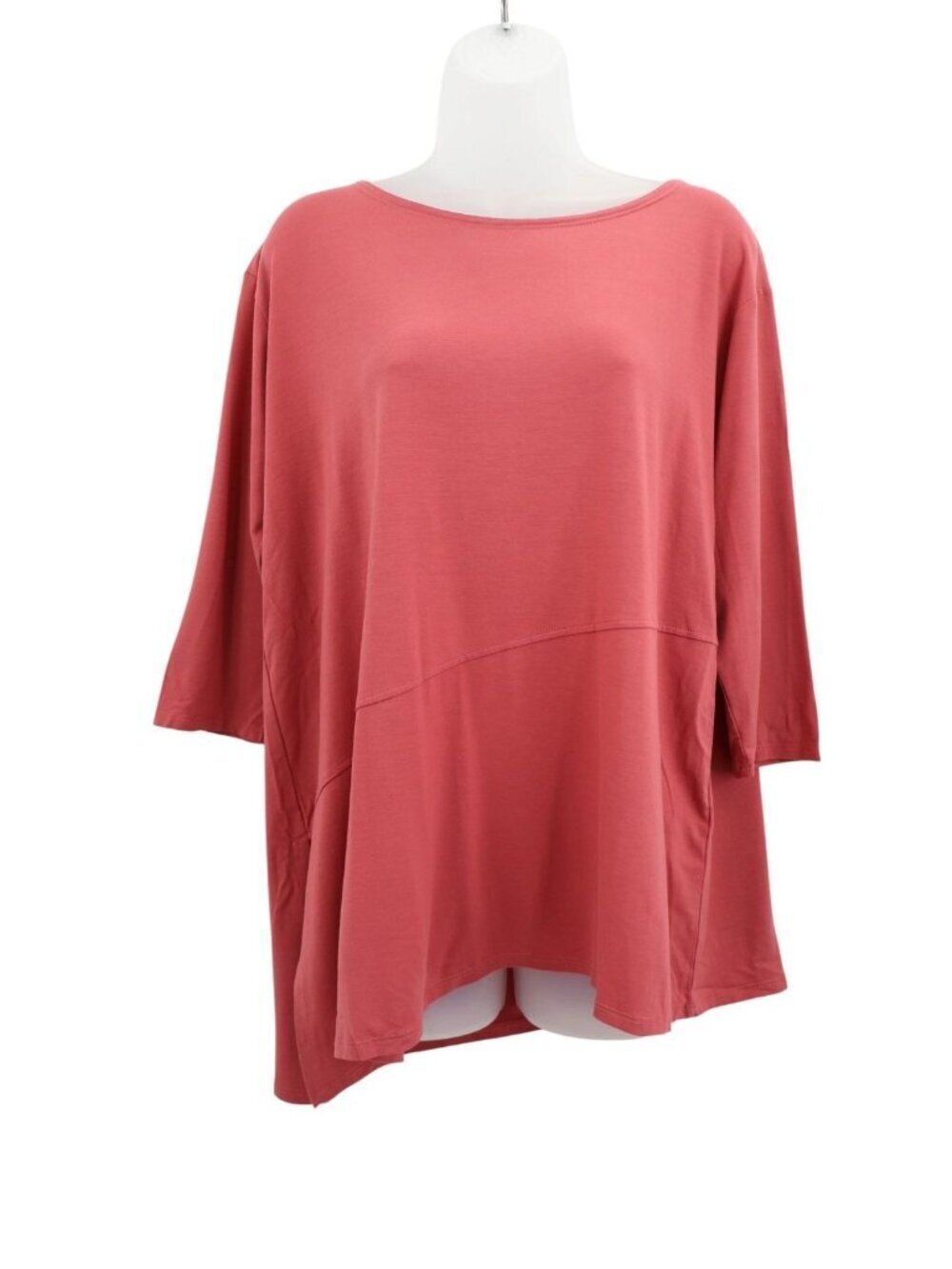 Eileen Fisher Viscose Spanx Asymmetrical Hem Jersey Pullover Top Petite Large